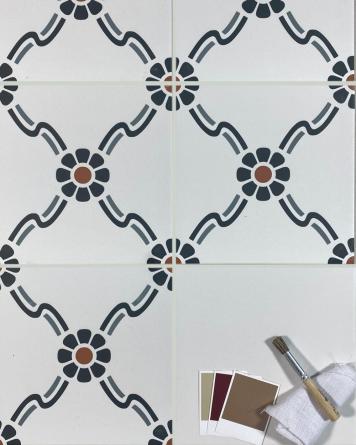 Art Nouveau Tiles Brown Cement Look 22.5x22.5 cm | 1009 Hidra Gris