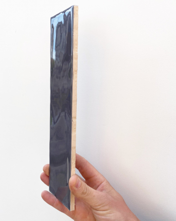 Wall Tile Vintage Black Shiny 7.5x30 cm