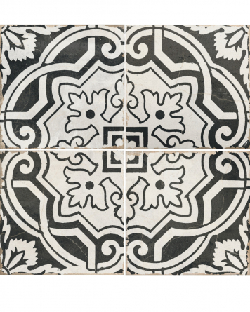 Bodenfliesen mit Orient Muster Schwarz Weiß| Savona Ornella 15x15
