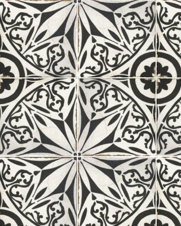 Bodenfliesen mit Orient Muster Schwarz Weiß| Savona Lucca 15x15