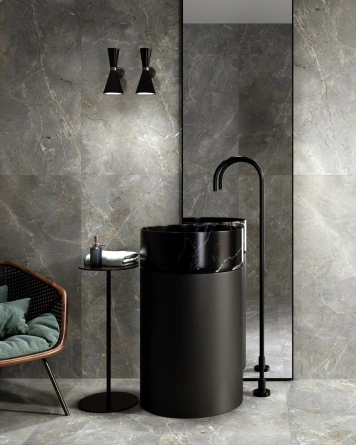 Augustus Grey Natural Fliese 60x120 cm, matt im Marmorlook