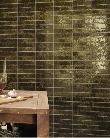 Brick Tiles Army Green Rustic 6.4x26 cm | WOW effect guaranteed | Pukka Crocodile Green