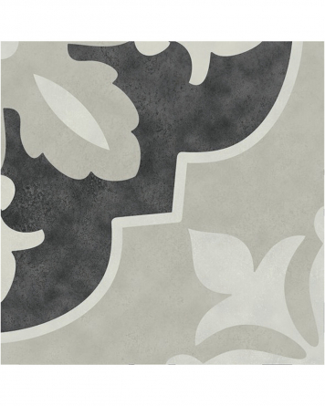 Motif tiles with art nouveau motif Black White | NORA COAL 15X15 cm