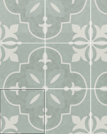 Motif tiles with art nouveau motif Green White | NORA COAL 15X15 cm
