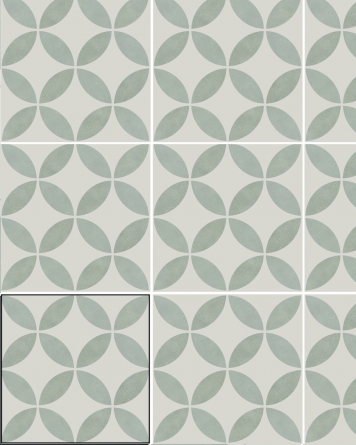 Motif tiles with floral pattern Green White | ENYA AQUA 15X15 cm