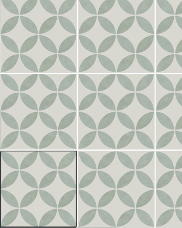 Motiv Fliesen mit Blumenmuster Grün Weiß | ENYA AQUA 15X15 cm