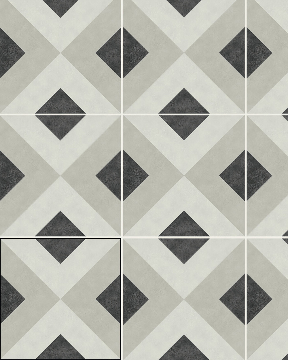 Motif tiles with squares Black White | BRIANNA COAL 15X15 cm