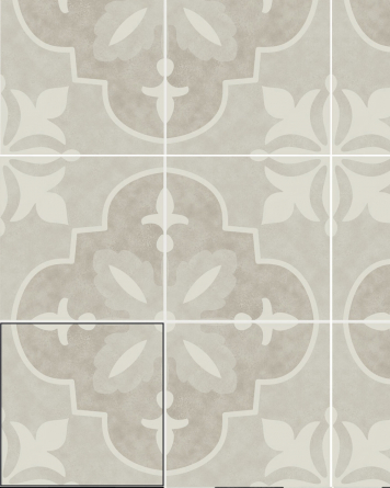 Motif tiles with art nouveau motif Grey White | NORA PUMICE 15X15 cm