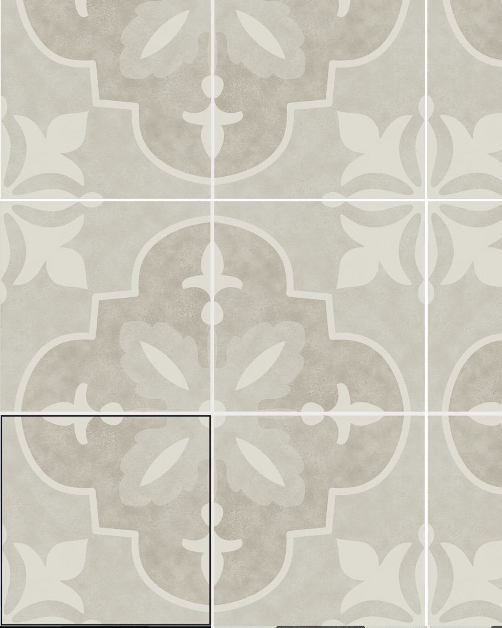 Motif tiles with art nouveau motif Grey White | NORA PUMICE 15X15 cm