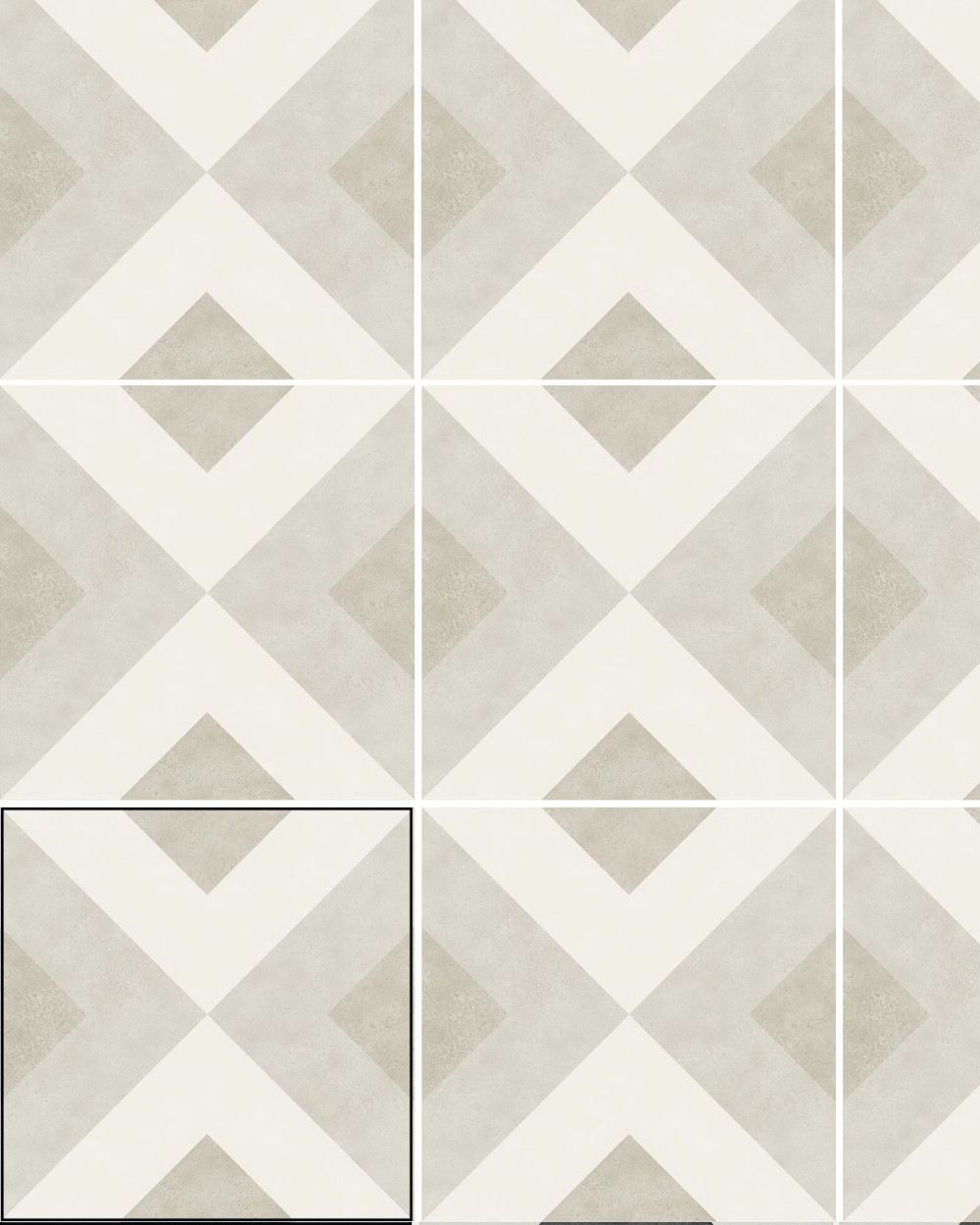 Motif tiles with squares Grey White | BRIANNA PUMICE 15X15 cm