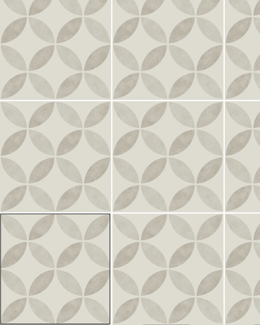Motif tiles with floral pattern Grey White | ENYA PUMICE 15X15 cm