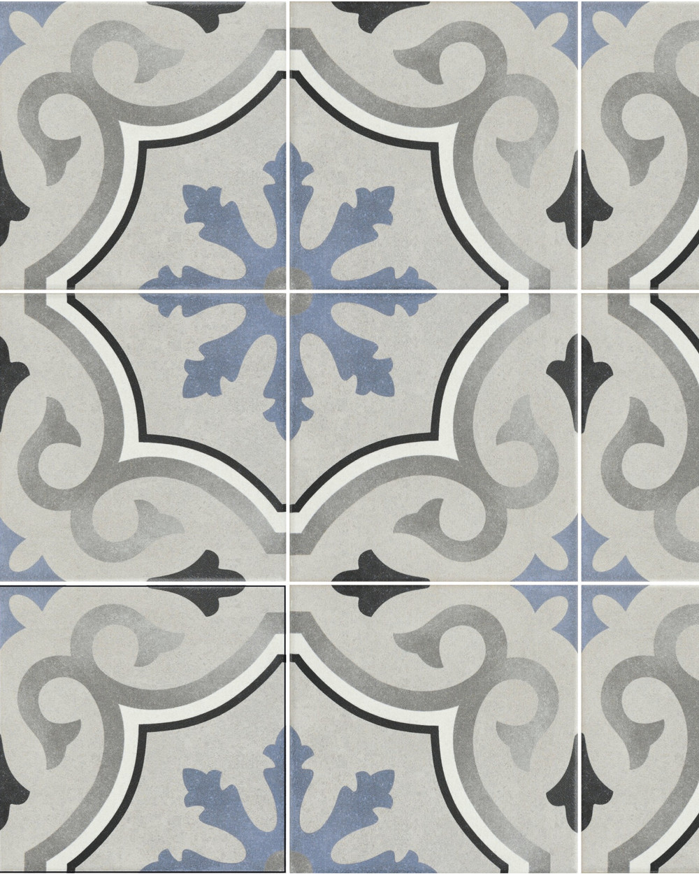 Motif tiles with art nouveau motif Blue White | Lou Lou 15x15cm