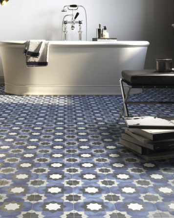 Oriental floor tiles 15x15 cm blue grey with star motif | Sample dispatch