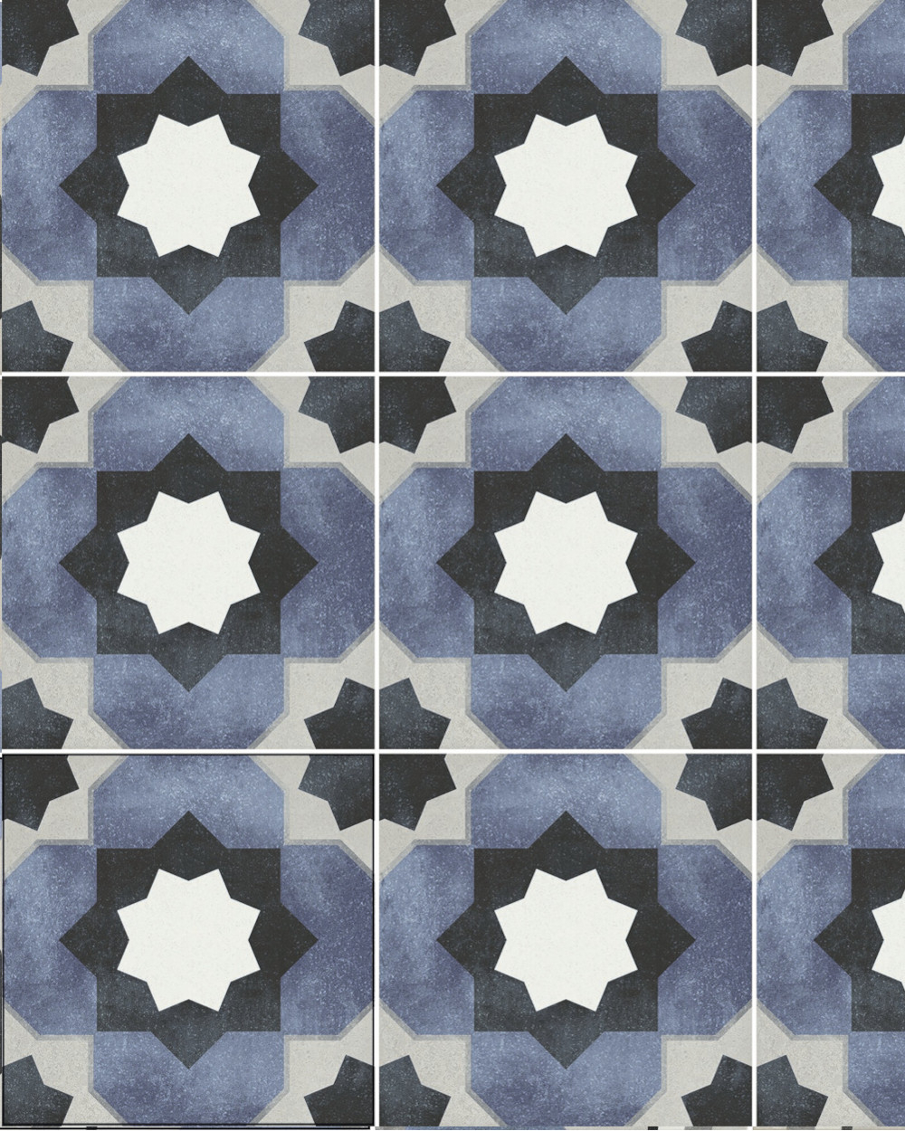 Oriental floor tiles 15x15 cm blue grey with star motif | Sample dispatch