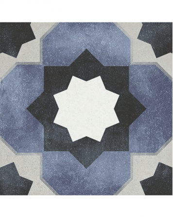 Orientalische Bodenfliesen 15x15 cm Blau Grau mit Sternmotiv  | Musterversand
