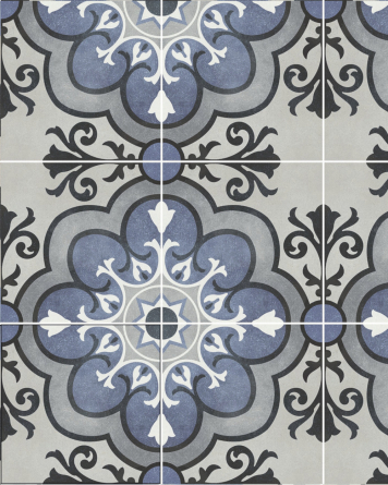 Motif tiles with art nouveau motif Blue Grey | Madeleine 15x15cm