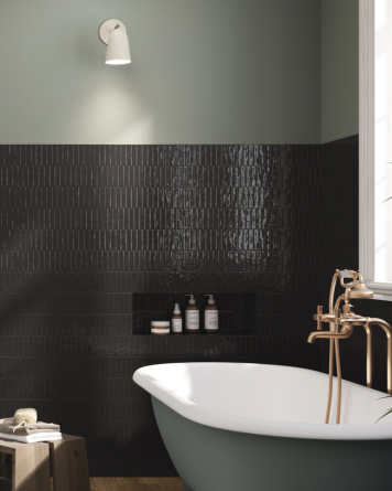 Wall tile sticks black gloss 10x30 cm | Sample Shipping | Pim Night