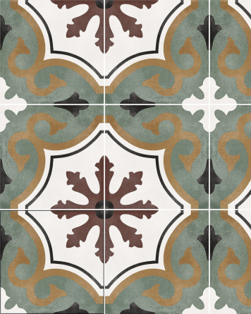 Floor tiles 15x15 cm Art Nouveau pattern | Flo Olivia