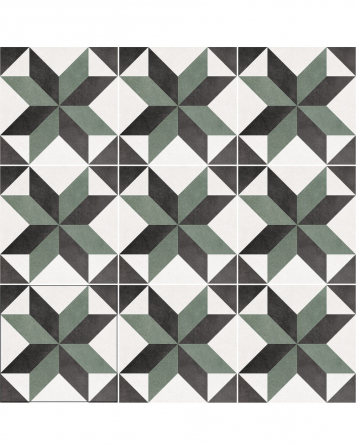 Floor tiles 15x15 cm with star motif green | Flo Celin