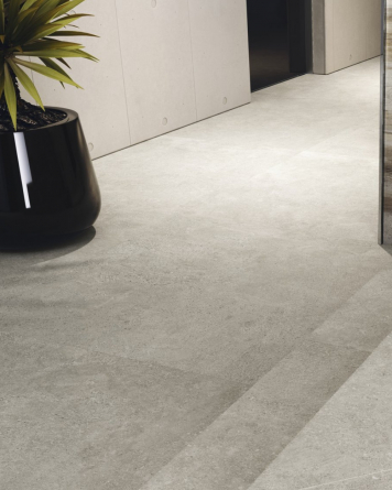 Partly polished concrete-look tiles 60x60 cm Taupe | Wabi Taupe Lappato