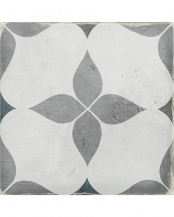 Floral antique tiles 15x15 cm rustic white/grey | country house tiles with floral motif buy cheap online