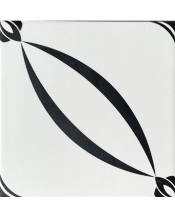 Classic floor tile 20x20 R10 B with floral pattern White Black | Sample Shipping