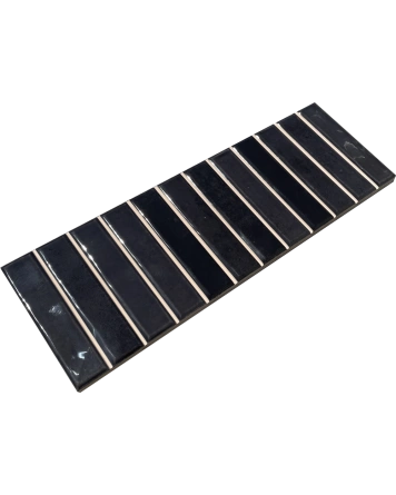 Black Stacked Bond Wall Tile Gloss 10x30 cm
