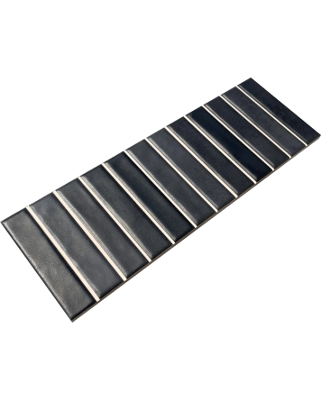 Schwarze Stäbchen-Wandfliese matt, 10x30 cm