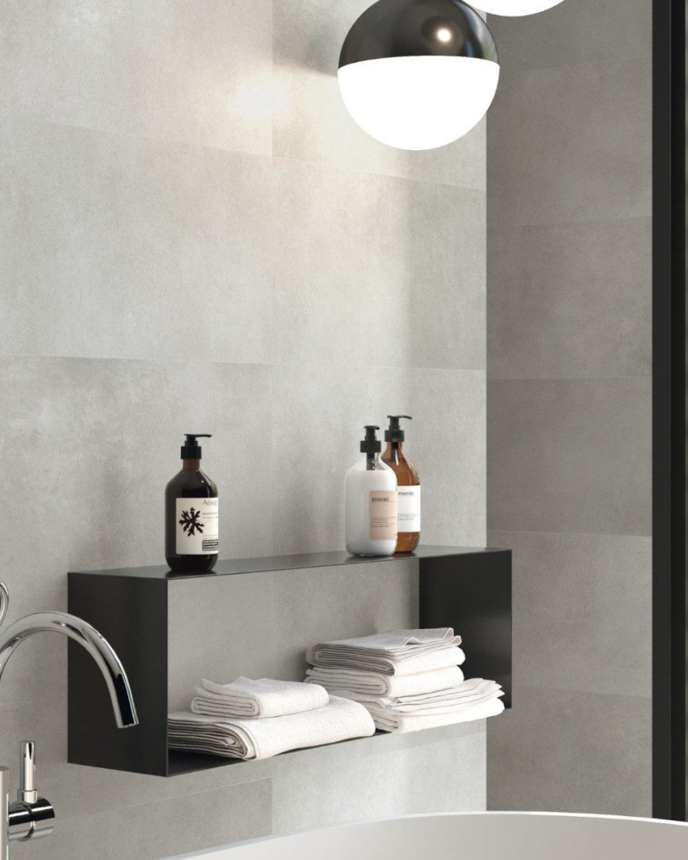 Concrete-look tiles, gray, 30x60 | Work Cenere