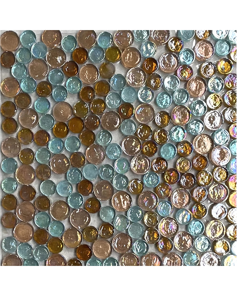 0,9 m² Glasmosaik Petrol Round Mix 30 x 30 cm