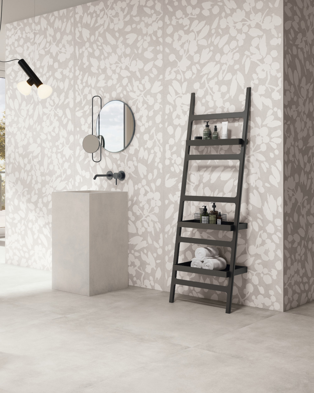120x280 XXL Dekor Fliesen Betonoptik | Leaf Bianco | MUSTERVERSAND