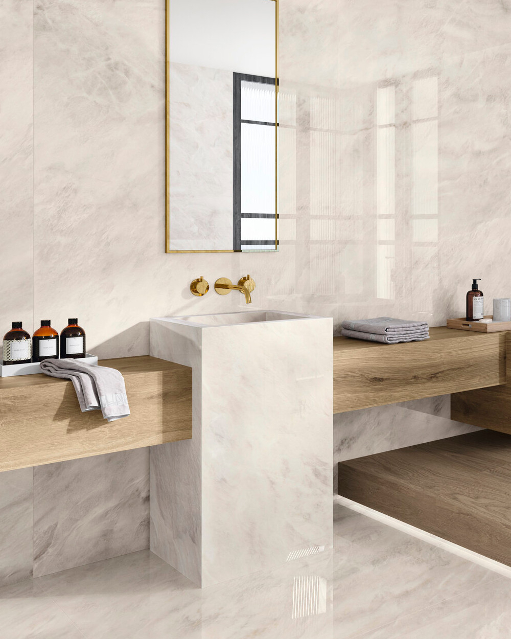XXL 120x280 Polished Soft Alexandria Cream  Design Tiles