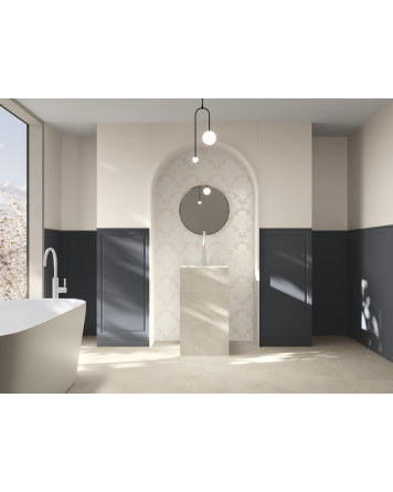 Partly polished concrete-look tiles 60x120 cm Taupe | Wabi Taupe Lappato