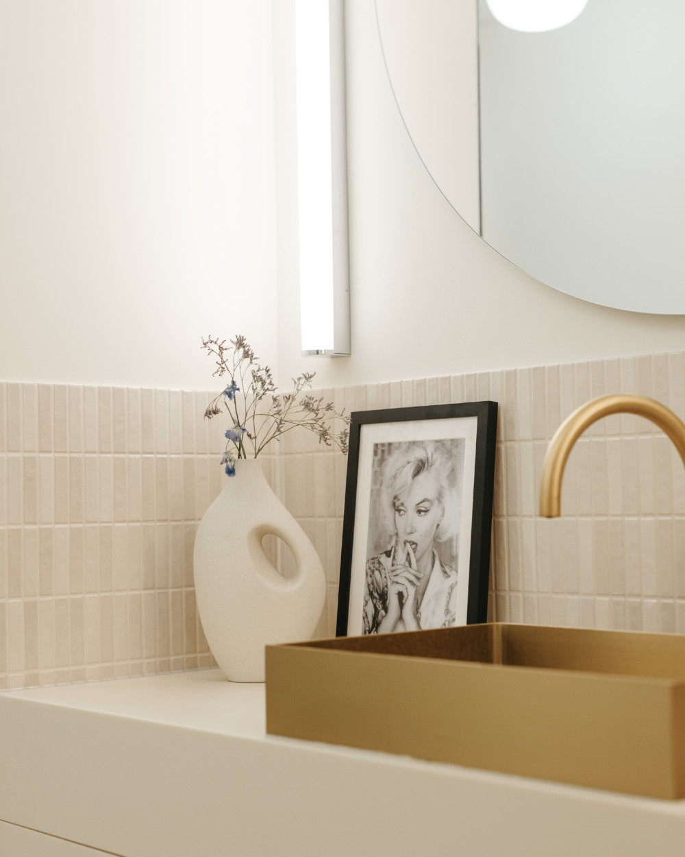 Wall tile sticks cream gloss 10x30 cm | Sample Shipping
