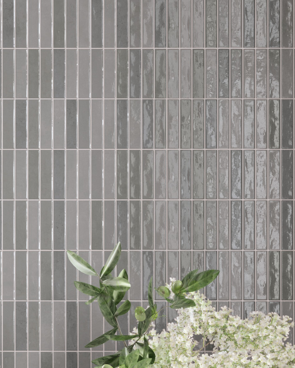 Wall tile sticks grey gloss 10x30 cm | Sample Shipping