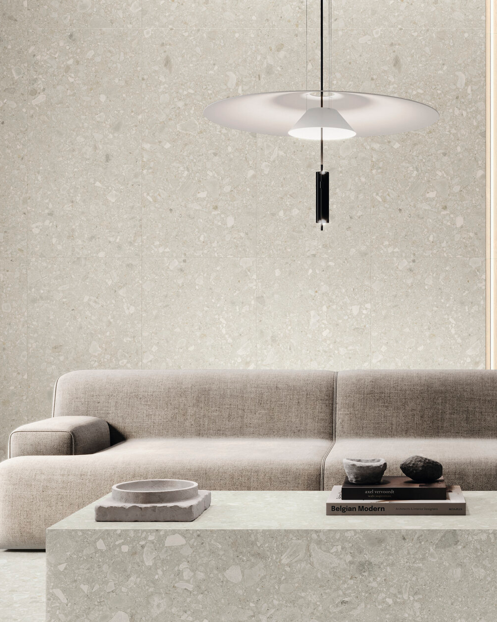 Fliesen Terrazzo Optik Beige 120x120 cm | Greystone Beige