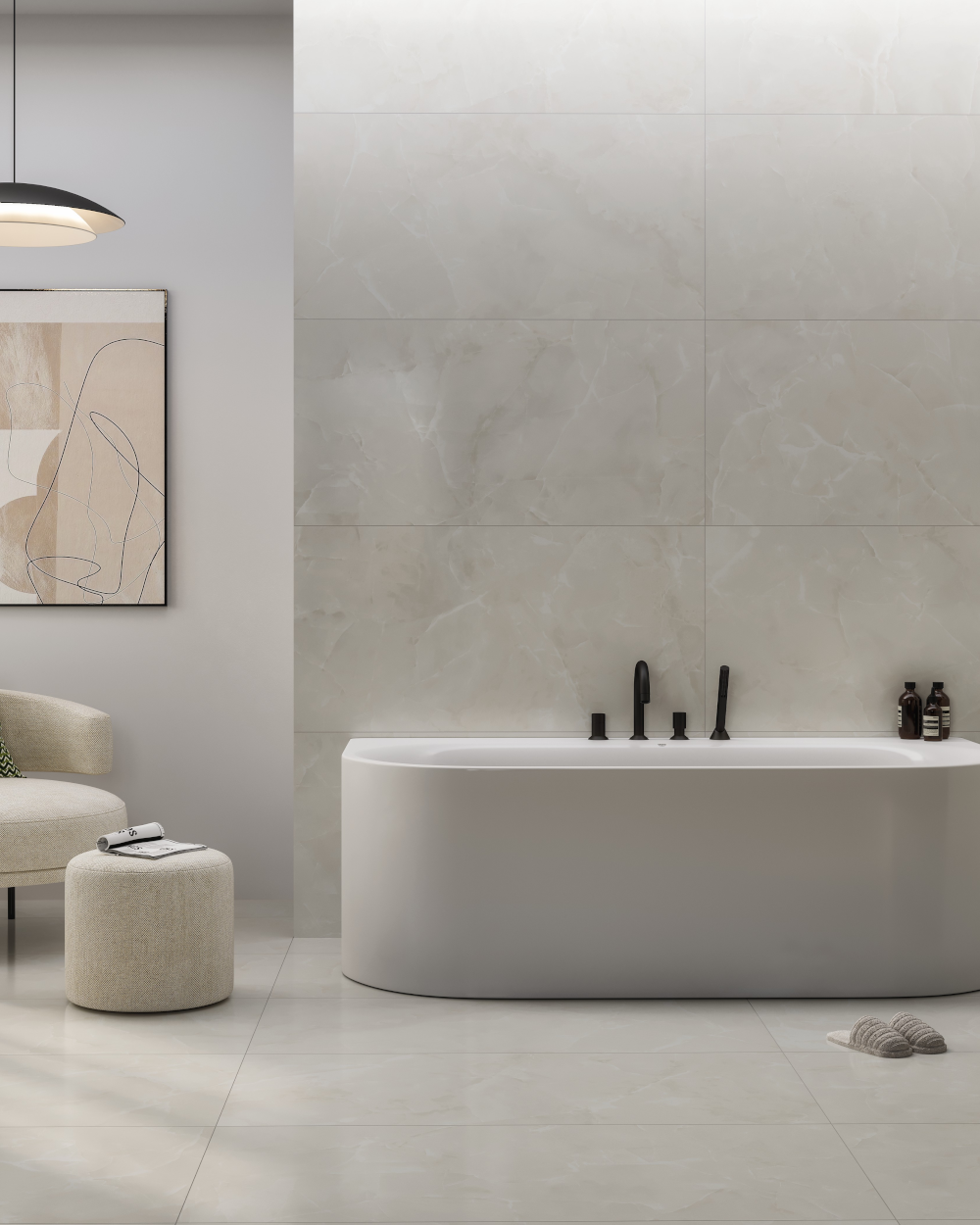 Fliesen 120x280 Satiniert Marmoroptik | Selandia Cream