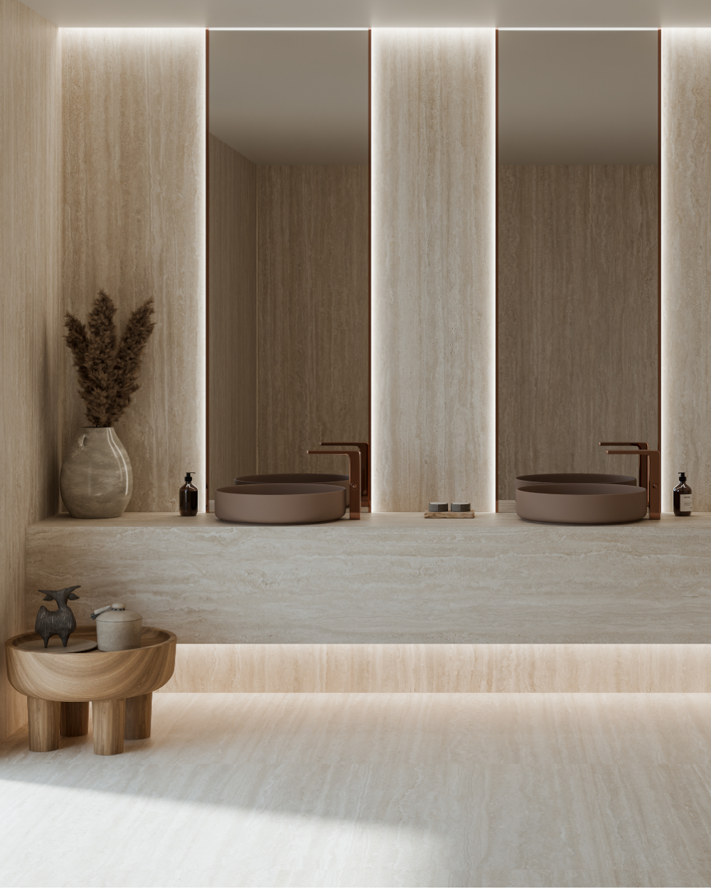 XXL tiles 120x280 cm Matt travertine look | Timeless Cream