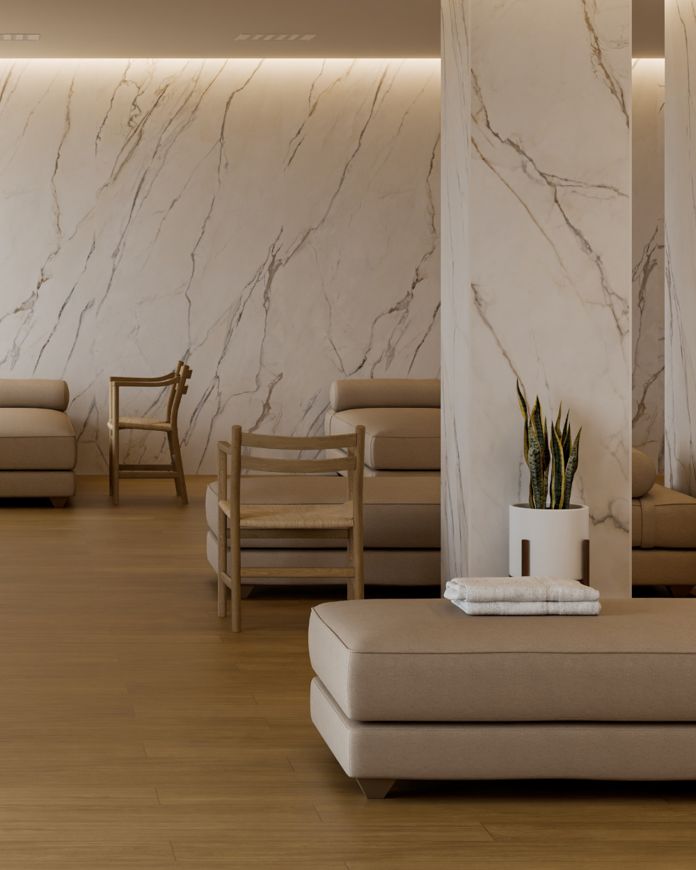 XXL tiles 120x280 satin finish marble look | Iconic White
