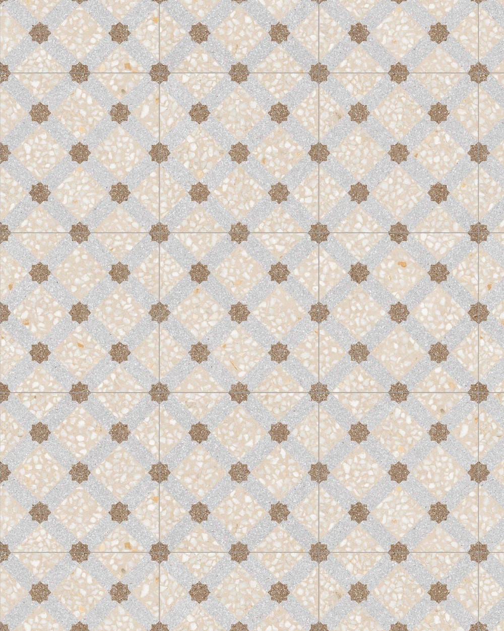 Art Nouveau Floor Tiles Terrazzo Design 30x30 cm Creme