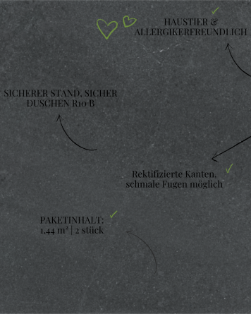 Nordic Volcano: Schwarze Steinoptik-Fliese 60x120 cm