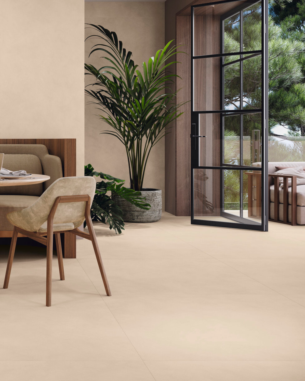 Fliesen Mikrozement-Optik | 120x120 cm Verse Cream R10 B