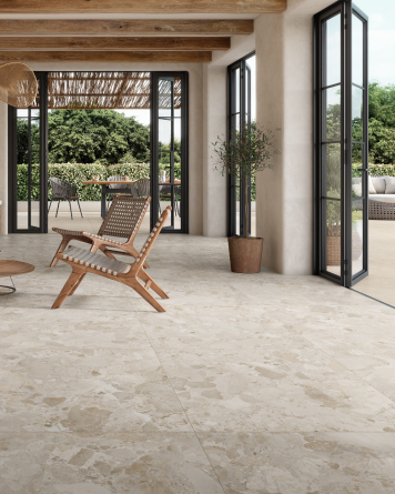 Jetzt Terrazzo-Fliesen 60x120 online kaufen Creme | Dozza Stone Cream, sofort lieferbar