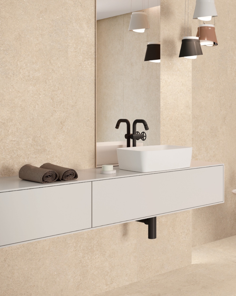 Moderne Steinoptik Fliesen 60x120 cm | Beige Kyoto