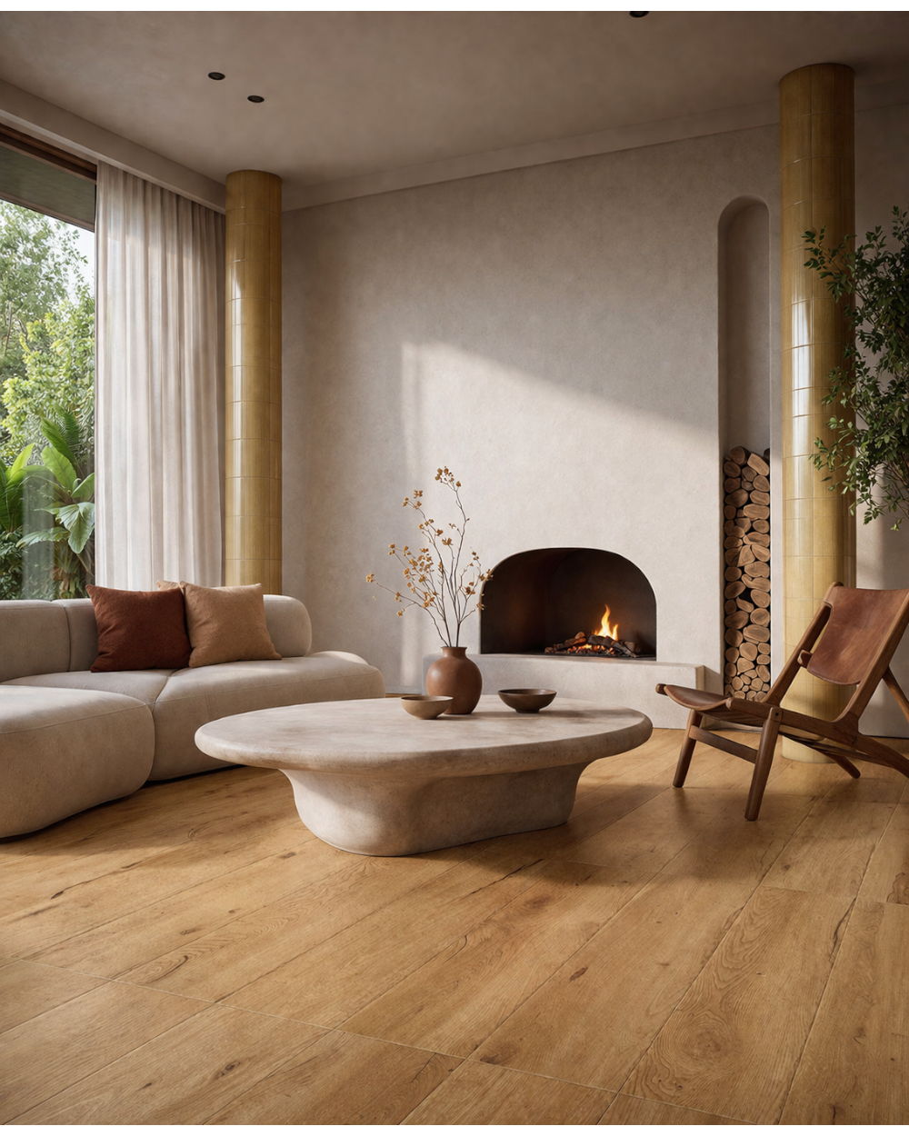 Wood-Look Floor Tile Natural Oak 20x120 cm