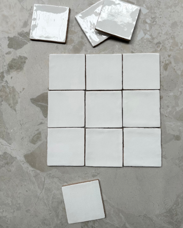 cellular tile with crackle finish | Nour White 10x10 cm