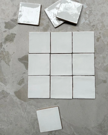 Nour White – Zellige Wall Tile in White, 10x10 cm