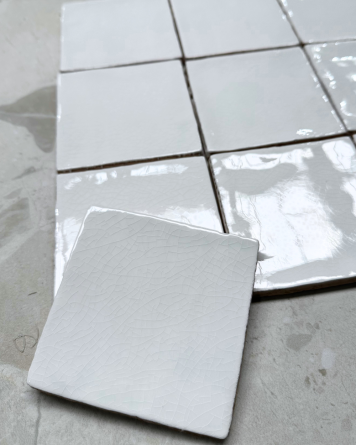 cellular tile with crackle finish | Nour White 10x10 cm