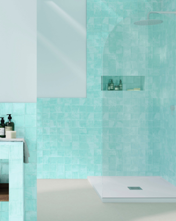 cellular tile with crackle finish | Nour Aqua 10x10 cm