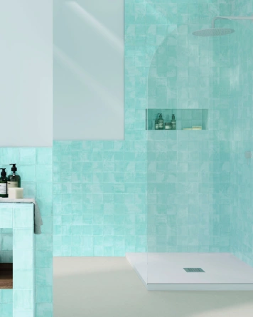 Nour Aqua – Zellige Wall Tile in Blue, 10x10 cm
